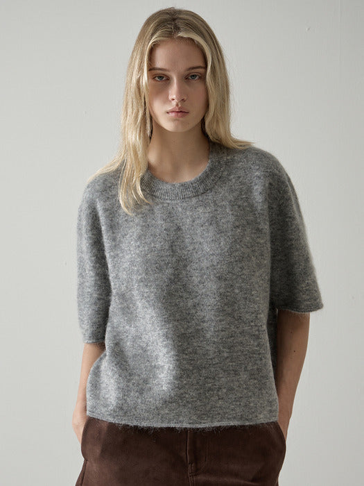 Mohair Half-Sleeve Knit_grey