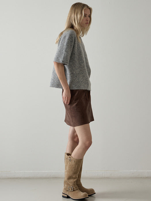 Mohair Half-Sleeve Knit_grey