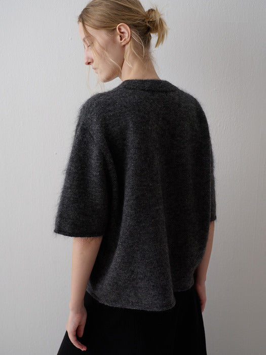 Mohair Half-Sleeve Knit_charcoal