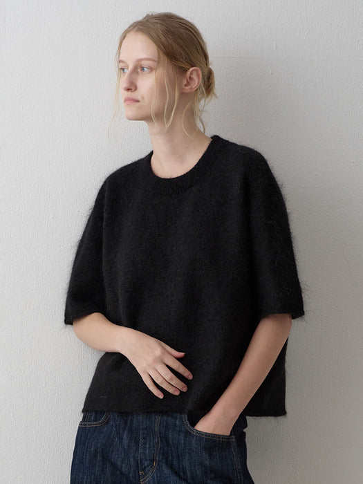 Mohair Half-Sleeve Knit_black