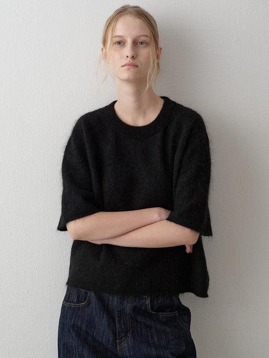 Mohair Half-Sleeve Knit_black