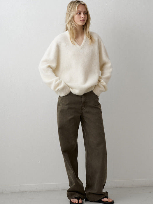 Alpaca V-Neck Knit_ivory