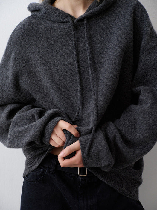 Cashmere Hooded Pullover - Charcoal