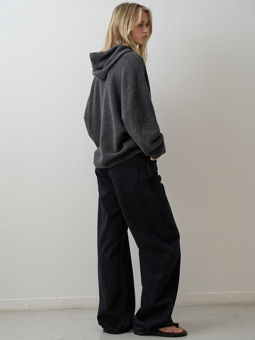 Cashmere Hooded Pullover - Charcoal