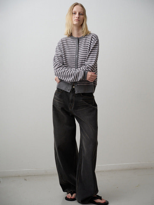 Striped Essential Cardigan_grey