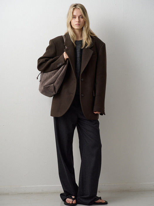 Cashmere Blazer Coat - Dark Brown