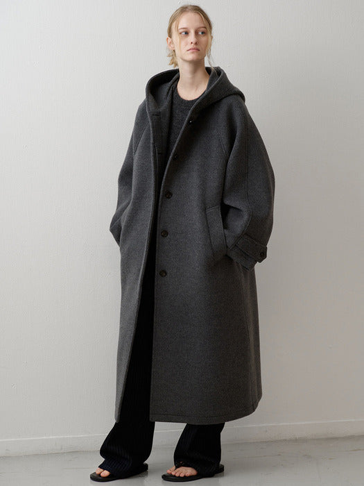 Cashmere Hooded Coat_charcoal