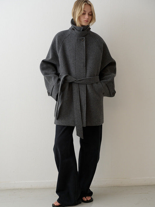 Cashmere Belted Mid-Length Coat_charcoal