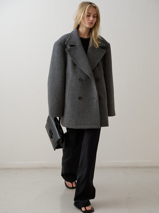 Oversized Cashmere Peacoat - Charcoal