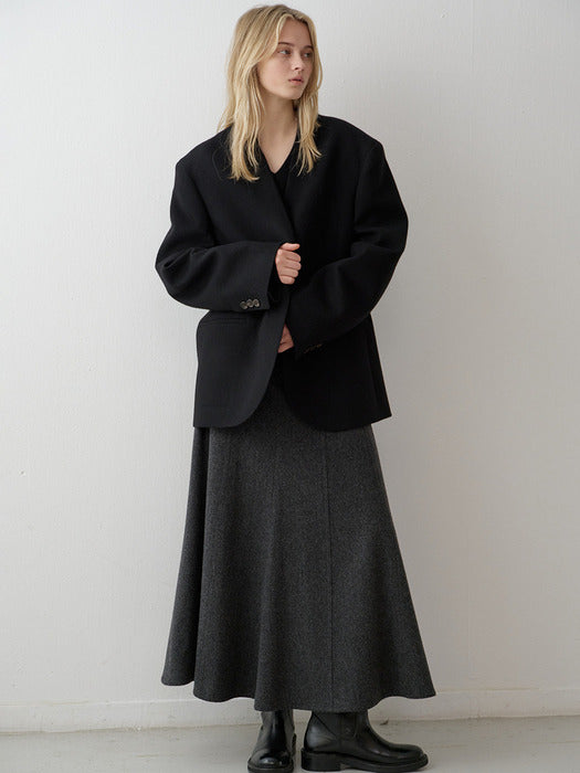 Minimal Collarless Jacket - Black
