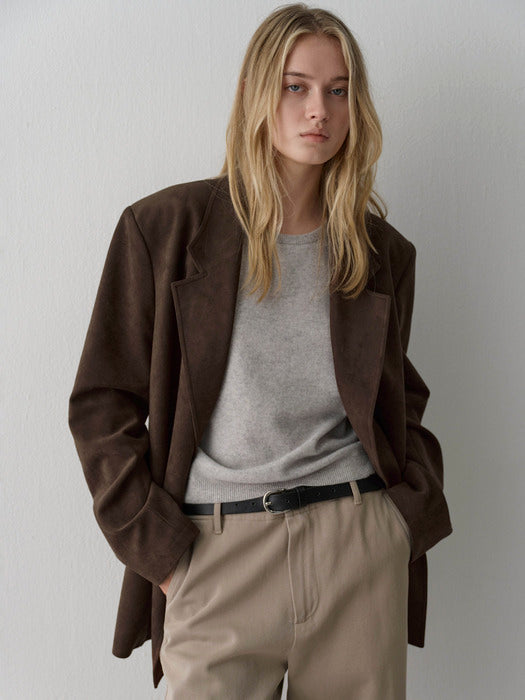 Facade Pattern Oversized Suede Jacket brown