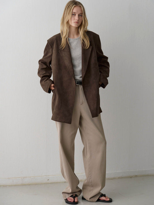 Facade Pattern Oversized Suede Jacket brown