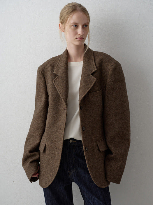 Alpaca 3-Button Jacket_brown