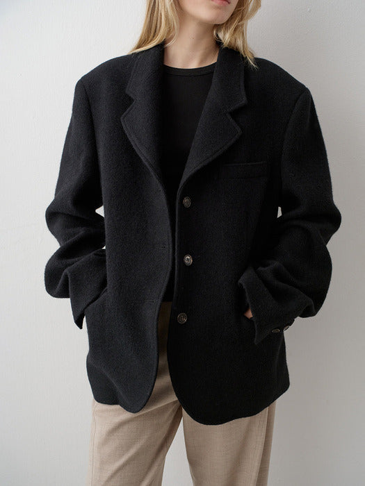 Alpaca 3-Button Jacket - Black