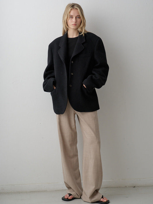 Alpaca 3-Button Jacket - Black