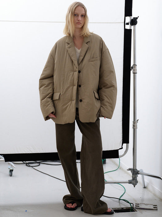 Padded Curved-Sleeve Blazer_mocha