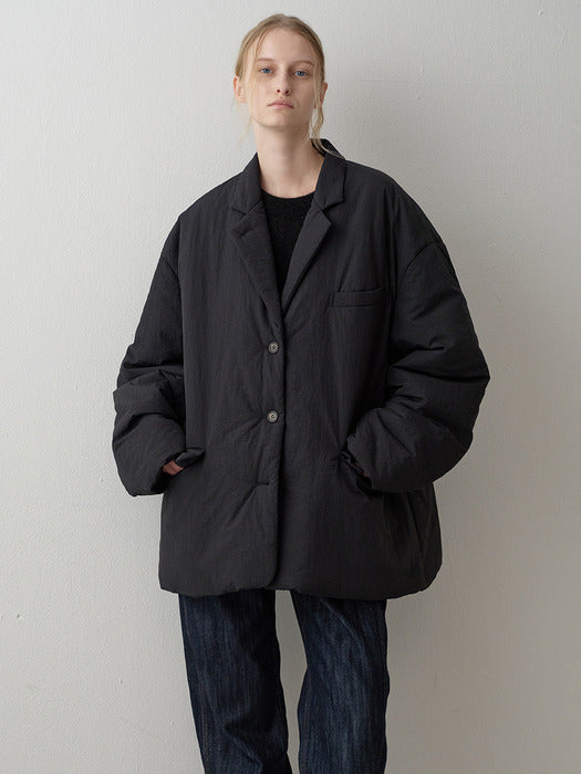 Padded Curved-Sleeve Blazer_black