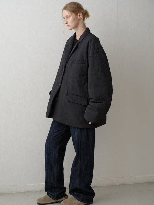 Padded Curved-Sleeve Blazer_black