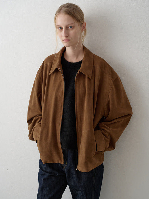 Minimal Suede Blouson_camel