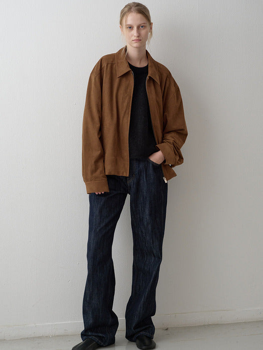 Minimal Suede Blouson_camel