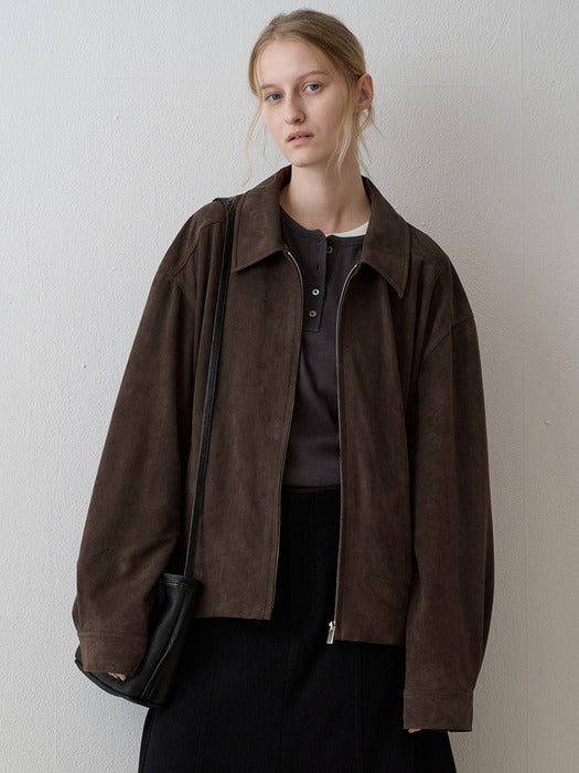 Minimal Suede Blouson_brown