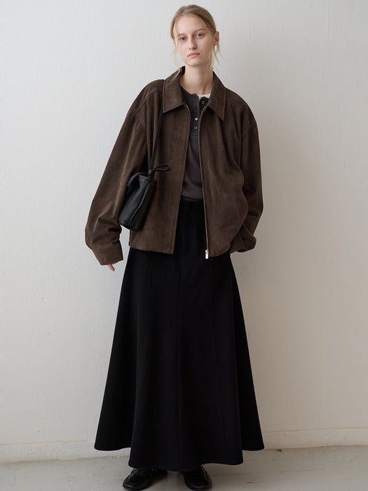 Minimal Suede Blouson_brown