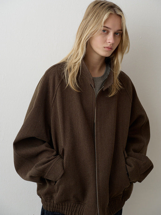 Oversized Wool Twill Blouson_khaki brown