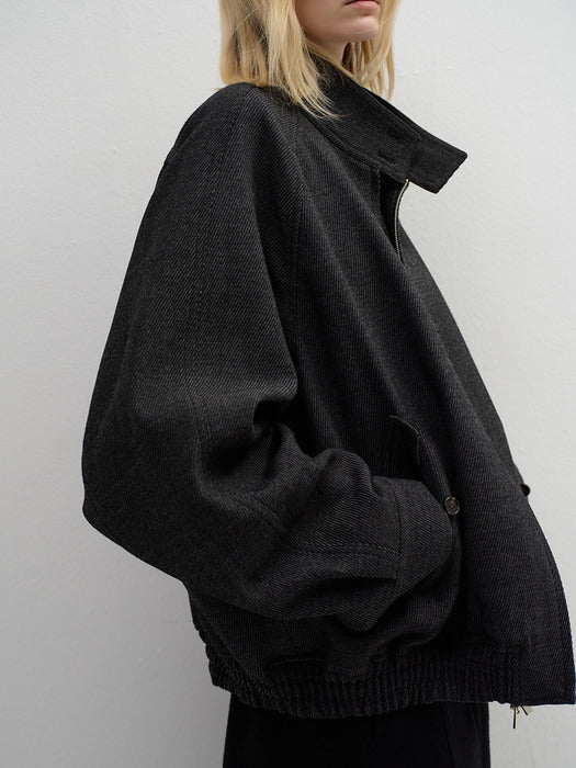 Oversized Wool Twill Blouson - Charcoal