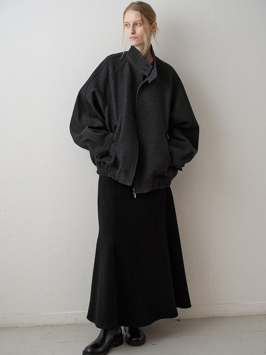 Oversized Wool Twill Blouson - Charcoal