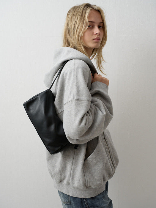 Facade Pattern Oversized Zip-Up Hoodie melange grey