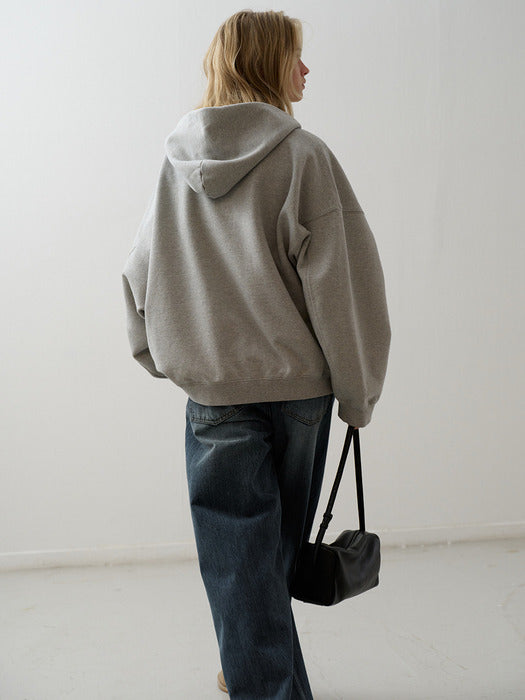 Oversized Zip-Up Hoodie_melange grey