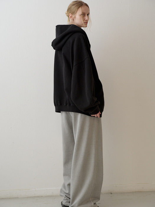 Facade Pattern Oversized Zip-Up Hoodie black