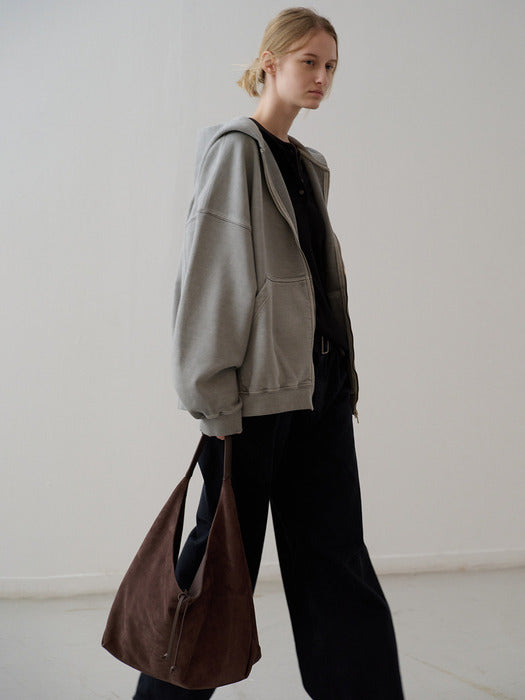 Facade Pattern Overfit Pigment Zip-up Hoodie grey