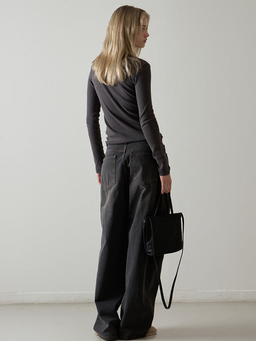 Facade Pattern Wide Tapered Denim faded black