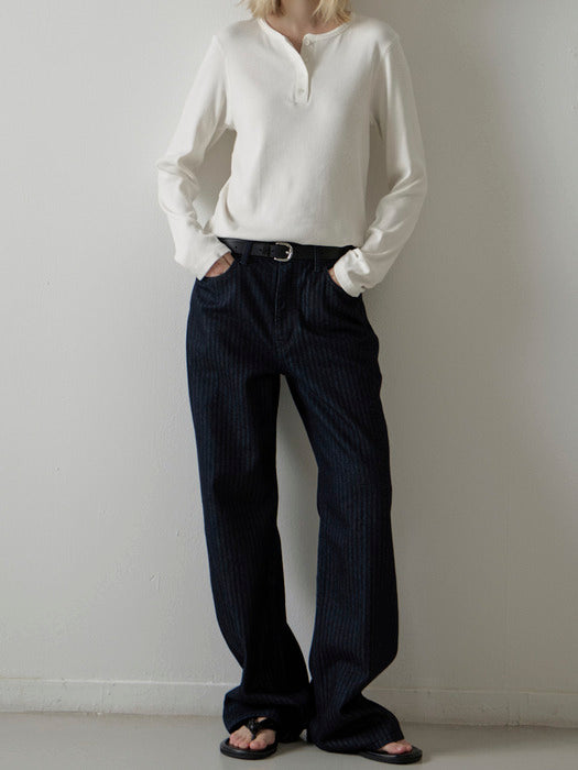 Facade Pattern Stripe Straight Denim deep indigo
