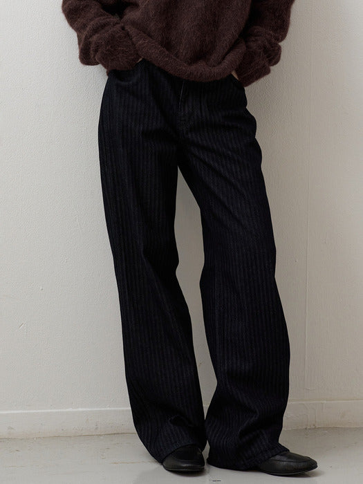 Facade Pattern Stripe Straight Denim deep indigo