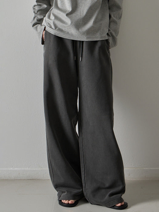 Facade Pattern Wide Pigment Sweatpants charcoal