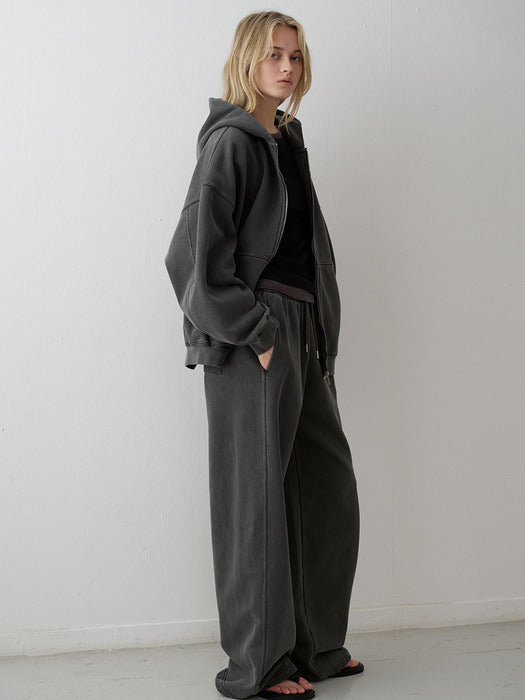 Facade Pattern Wide Pigment Sweatpants charcoal