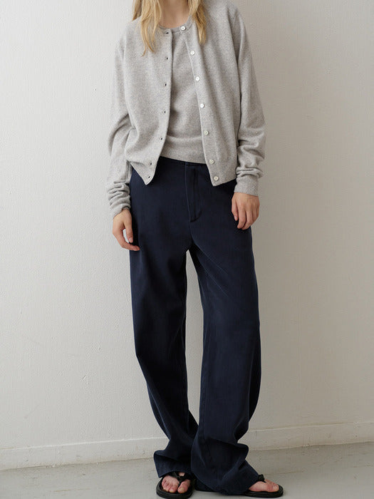 Washed Cotton Straight Pants_navy
