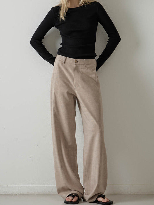 Curved Wool Pants_oatmeal