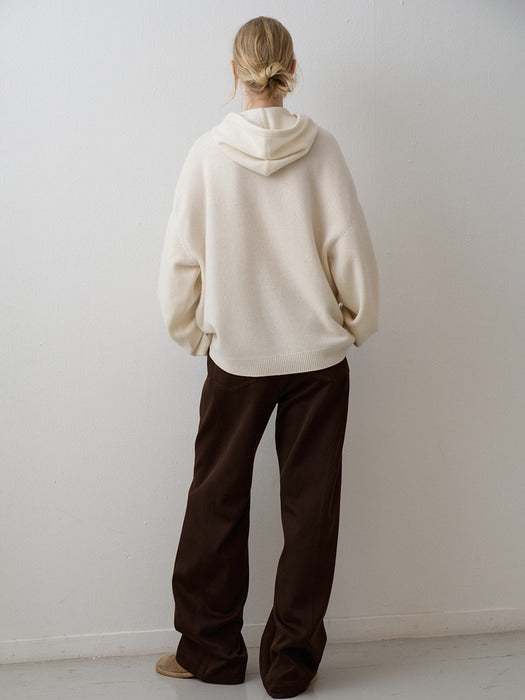 Facade Pattern Curved Cotton Pants dark brown