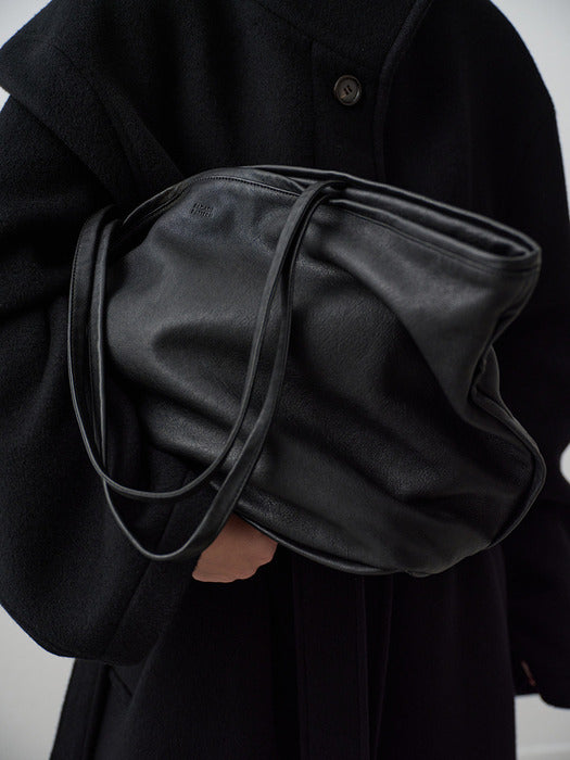 Breeze Shopper Washed Leather Bag_black