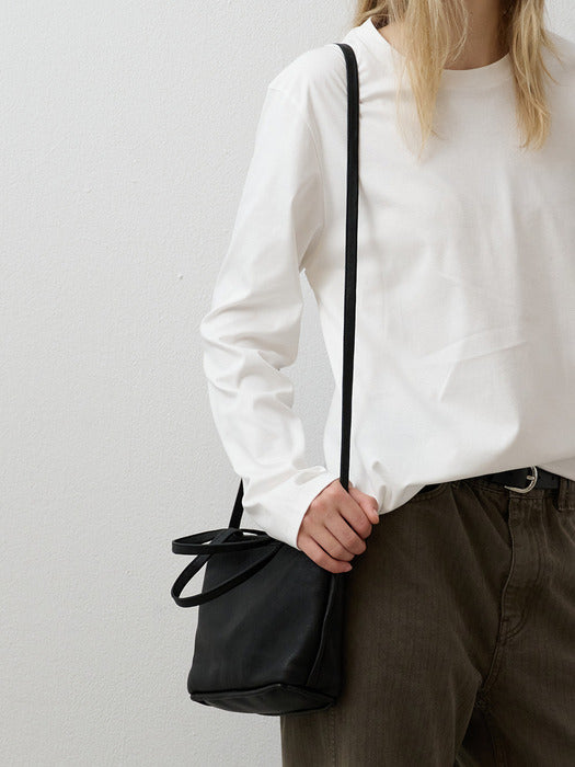 Breeze Crossbody Washed Leather Bag - Black