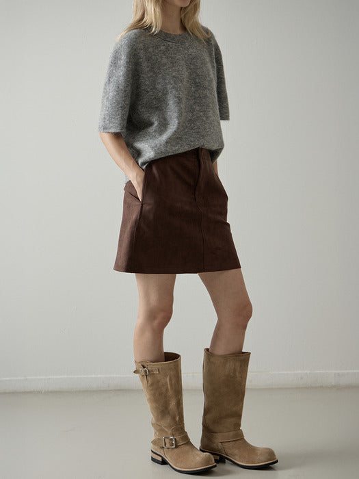 Facade Pattern Suede Engineer Boots sand