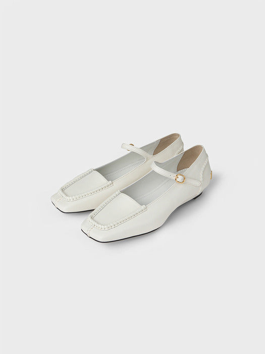 Eenk Mary Jane Flat Shoes - White