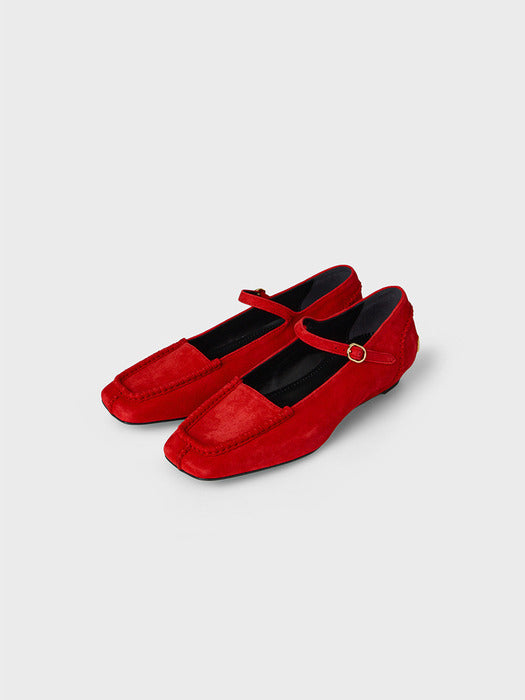 Eenk Mary Jane Flat Shoes - Red