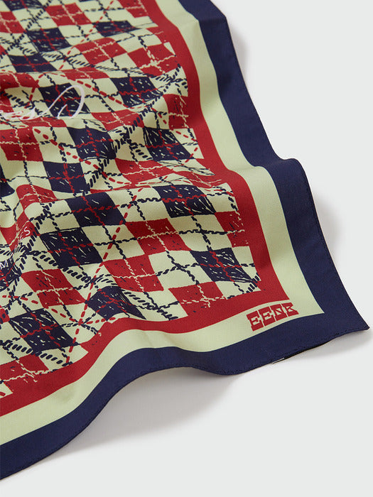 [EENK] Argyle Pattern Bandana (55cm x 55cm) - Red