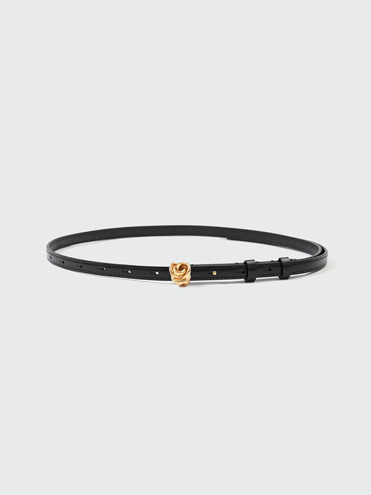Eenk Rose Gold Button Belt - Black