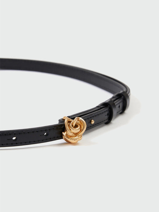 Eenk Rose Gold Button Belt - Black