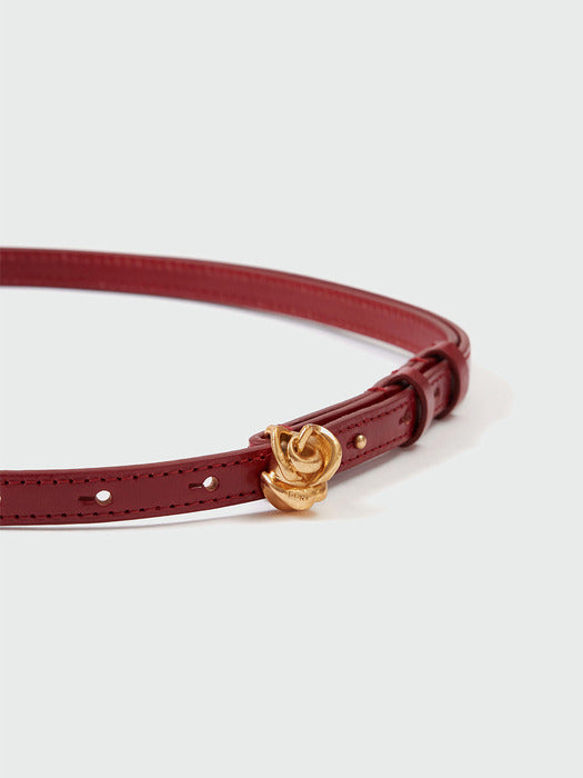 Eenk Rose Gold Button Belt - Red